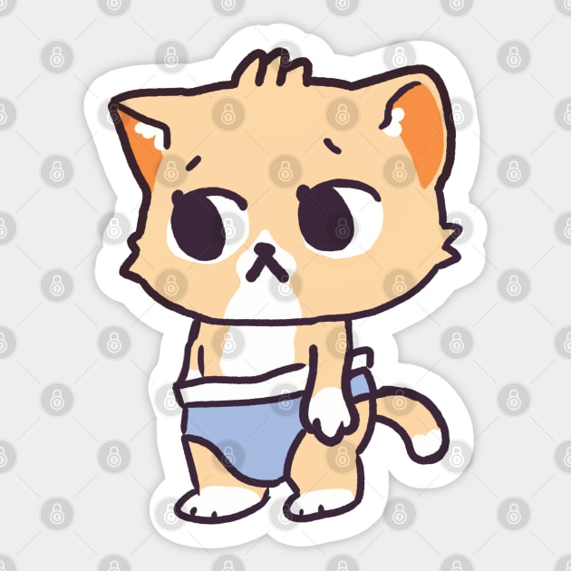 Orange Cat wearing Diaper Cute Cat Sticker TeePublic
